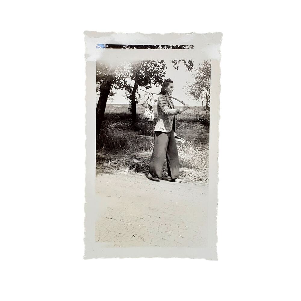 Vtg Lady Acting Like Shes Leaving Original Monochrome Photography Found Portrait